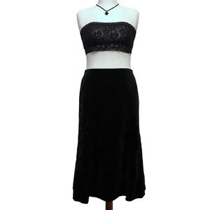 Dressbarn Black Faux Suede Midi Skirt Women 8